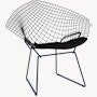 Bertoia Diamond Chair,  Black Frame,  Blue Base,  Hourglass,  Caviar