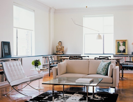 Barcelona Chair, Saarinen Side Table, Cecilia Chair Bertoia Side Chairs with Divina Lounge Settee and Saarinen Side Table