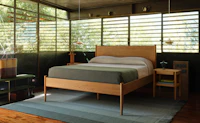 Cove Bed High in Oak, Risom Side Tables and Wave Rug