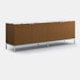 Florence Knoll Credenza - Four Position, Polished Chrome, Medium Brown, Satin Arabescato