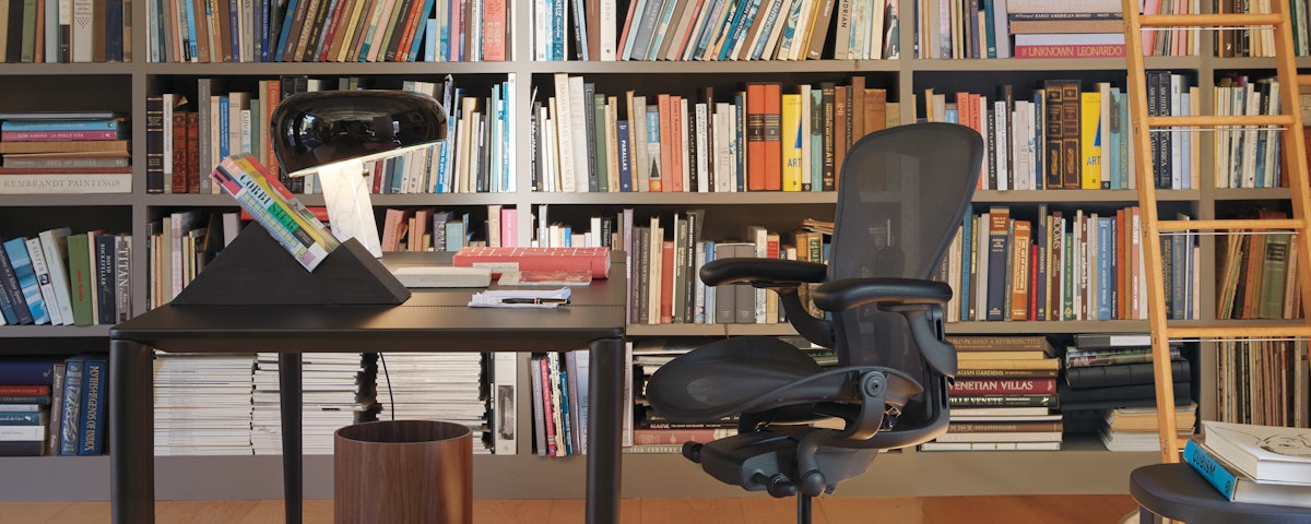 Snoopy Table Lamp on a Vella Desk with an Aeron Chair in a home office setting