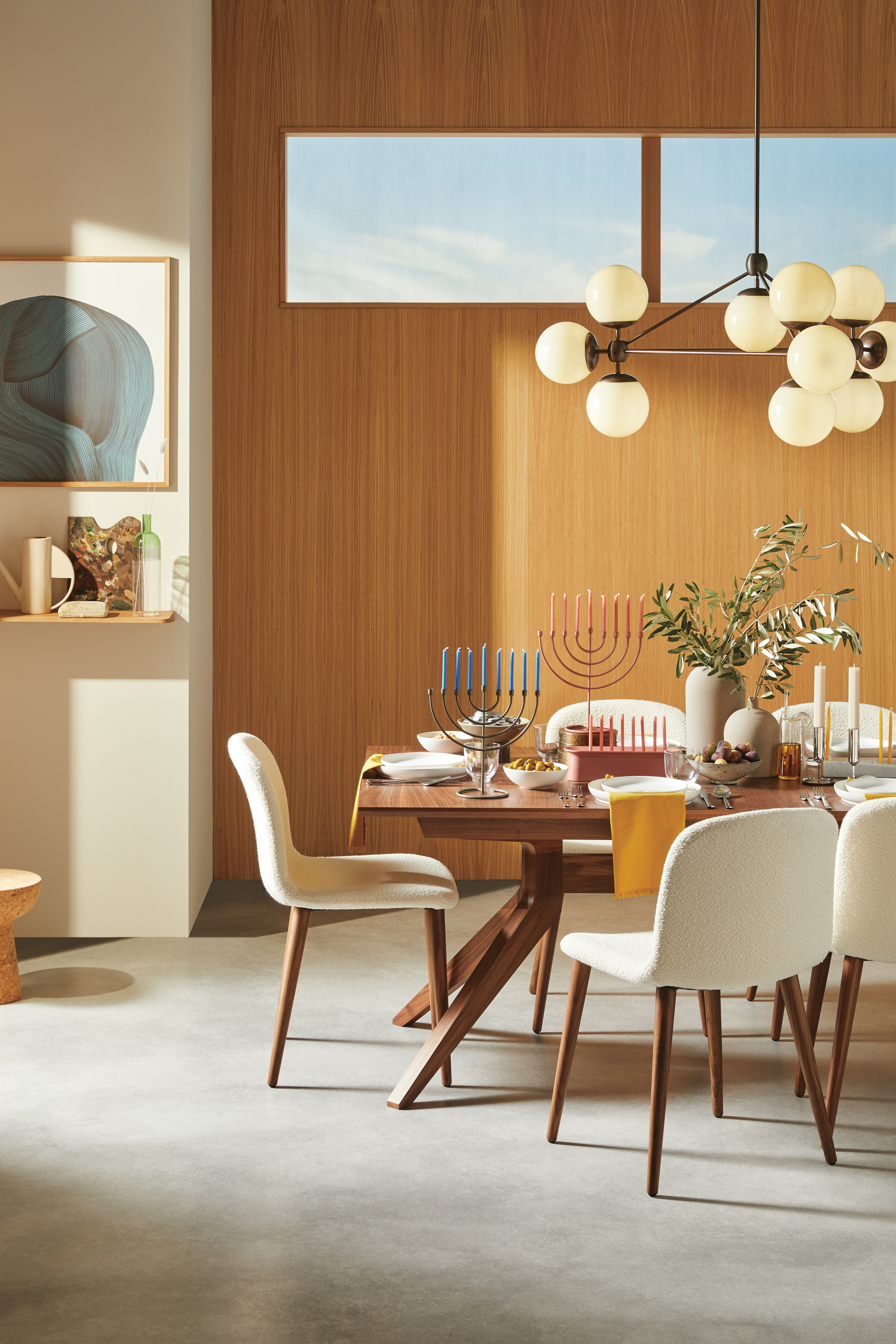 Cross Extension Table with Bacco Chairs - Hanukkah Version