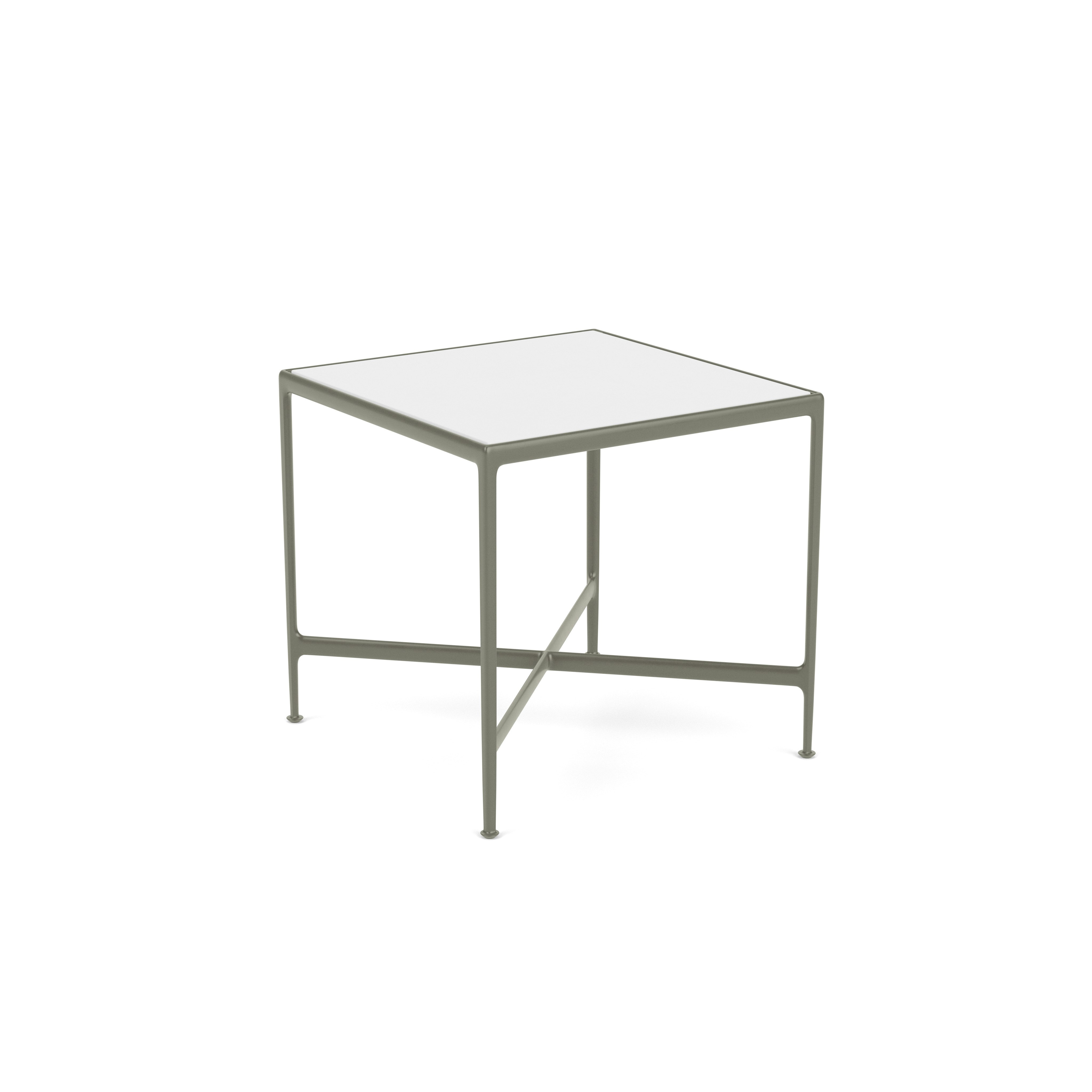 1966 High Table - Counter Height, 38" x 38", White Porcelain, Light Bronze