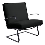 Tugendhat Chair in Volo Leather,  BlackVolo Leather with belting in BlackBlack,  and black frame Tugendhat Chair in Volo Leather,  BlackVolo Leather with belting in BlackBlack,  and black frame
