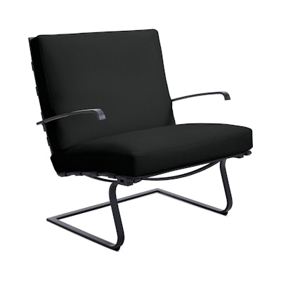 Tugendhat Chair in Volo Leather,  BlackVolo Leather with belting in BlackBlack,  and black frame Tugendhat Chair in Volo Leather,  BlackVolo Leather with belting in BlackBlack,  and black frame