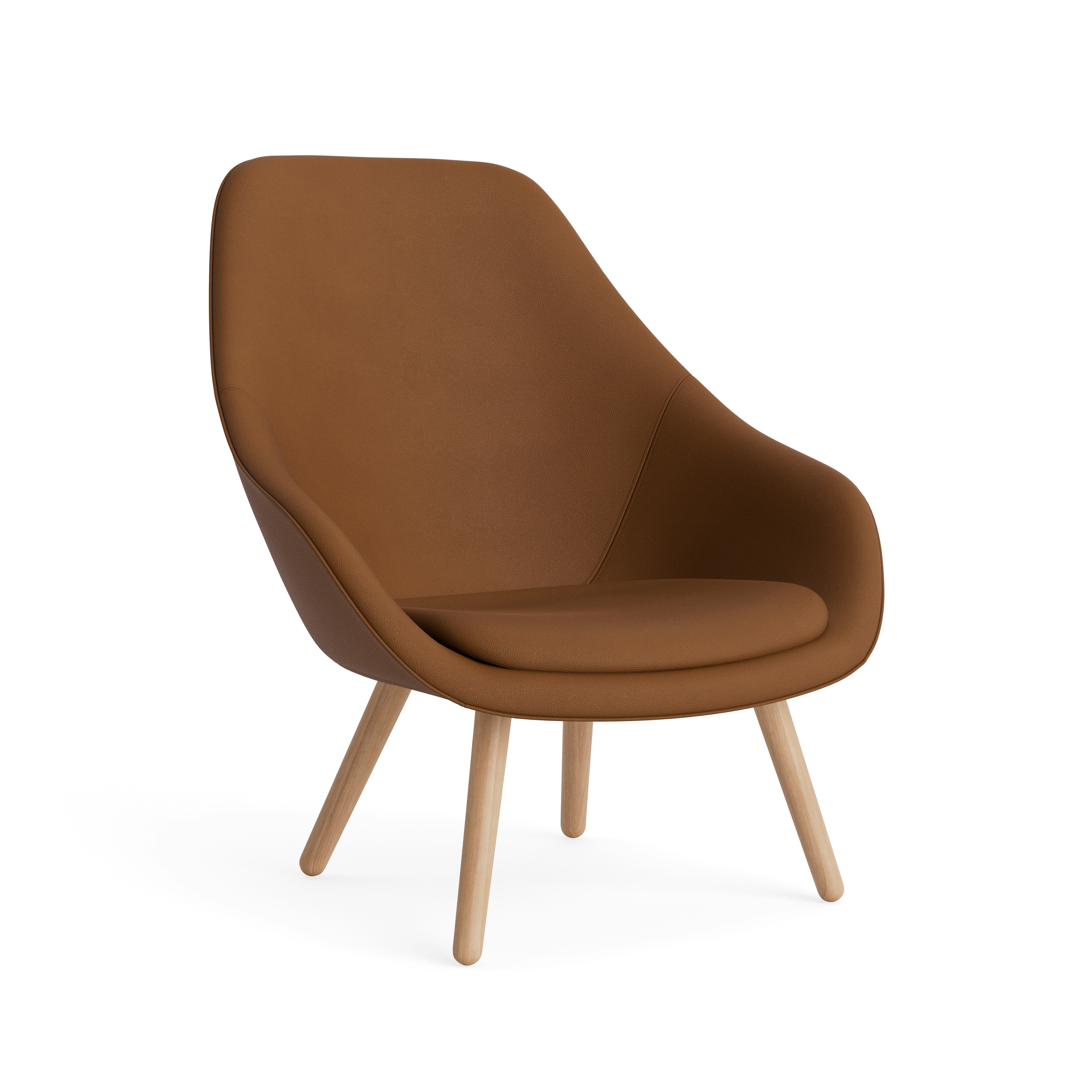 AAL 92 Armchair, High Back - Prone Leather, Ledge, Matte Lacquered Oak