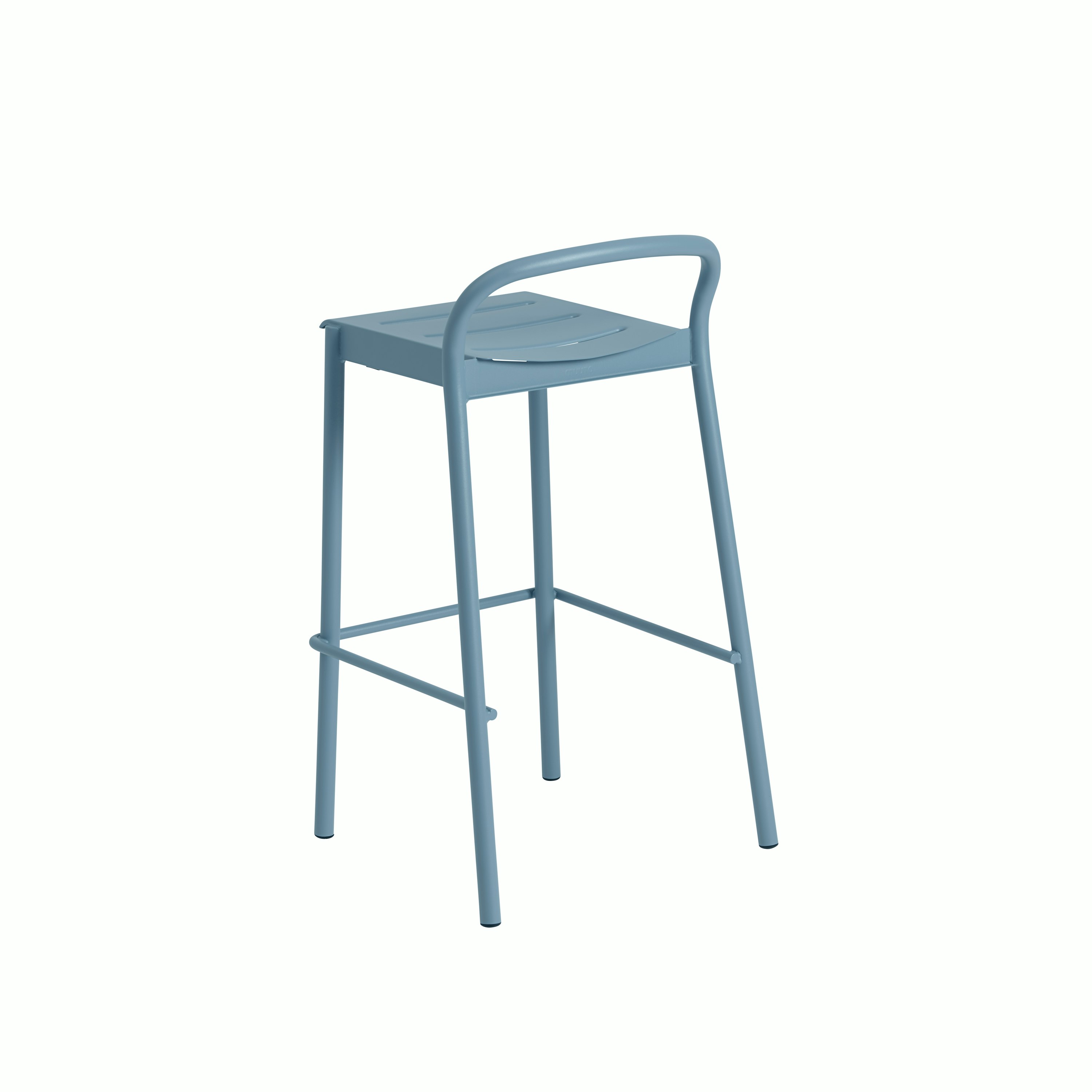 Linear steel bar stool h75 pale blue angle Muuto