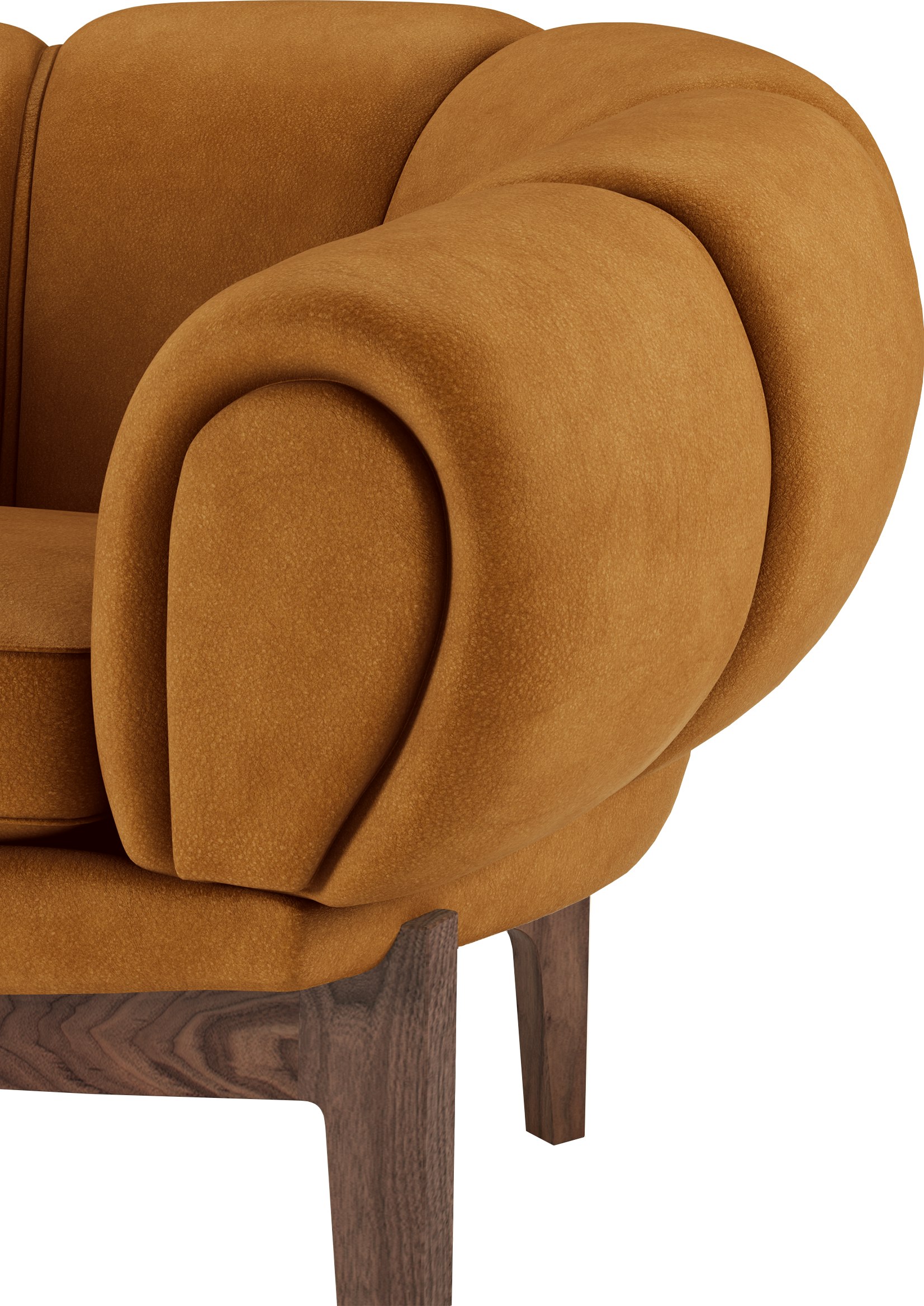 Croissant Lounge Chair  in Cuoio Chamois Leather and Oiled Walnut frame