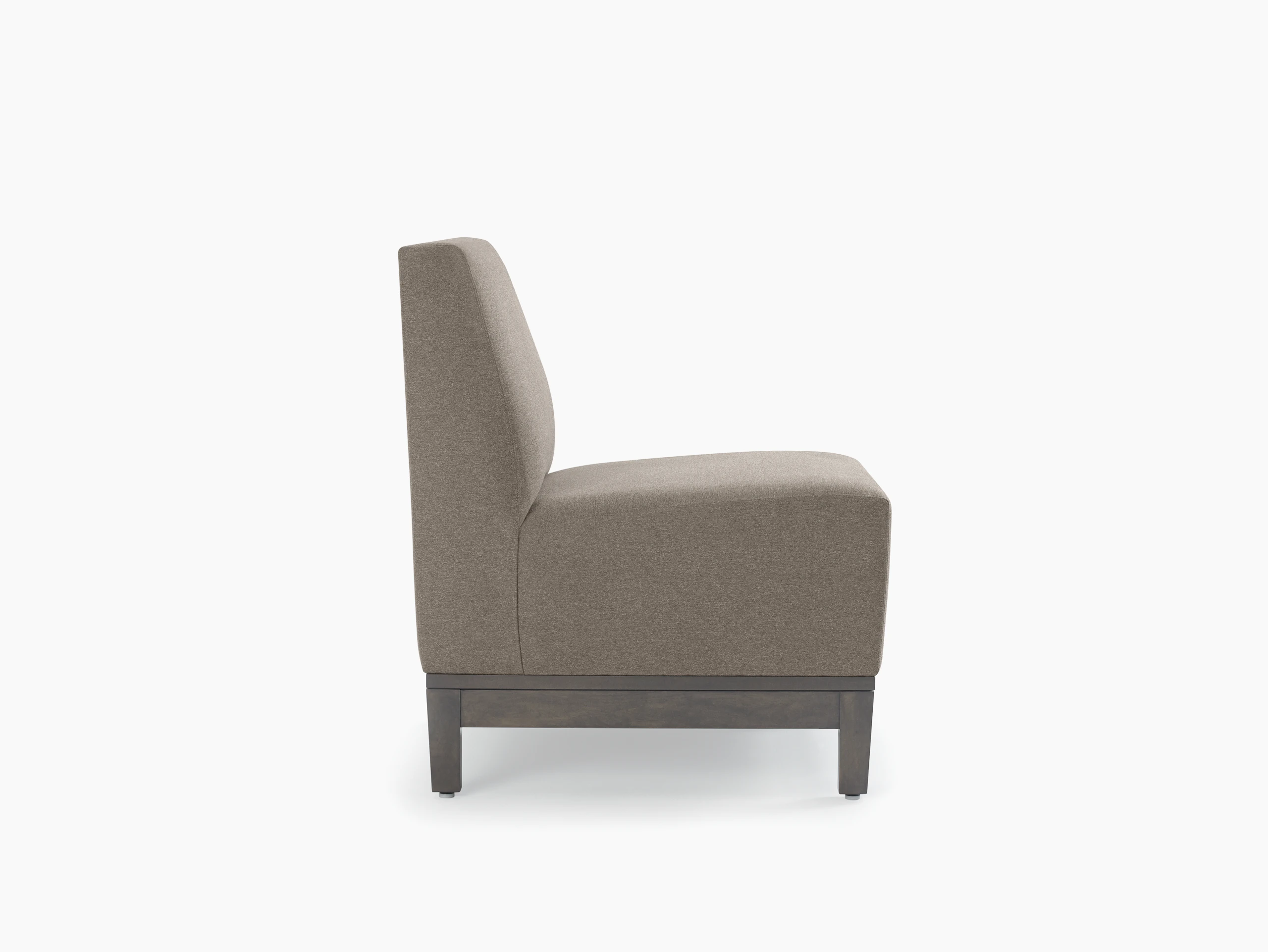 Side view of Brava Platform Lounge chair with no arms on wood base.
