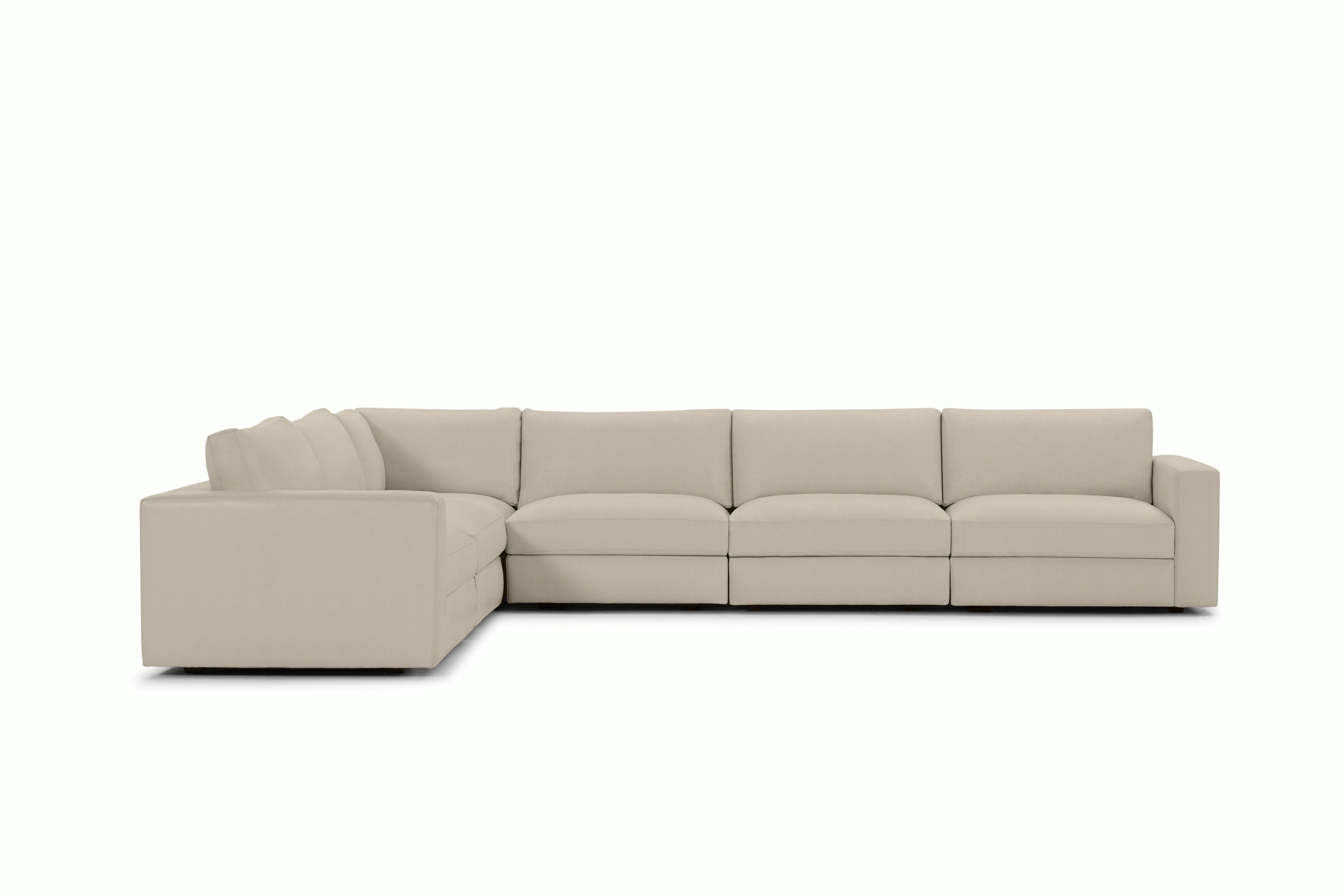 Reid Corner Sectional - L-Shaped Six Seater Sectional,  Standard,  Prone Leather,  Timbre,  1" Block"
