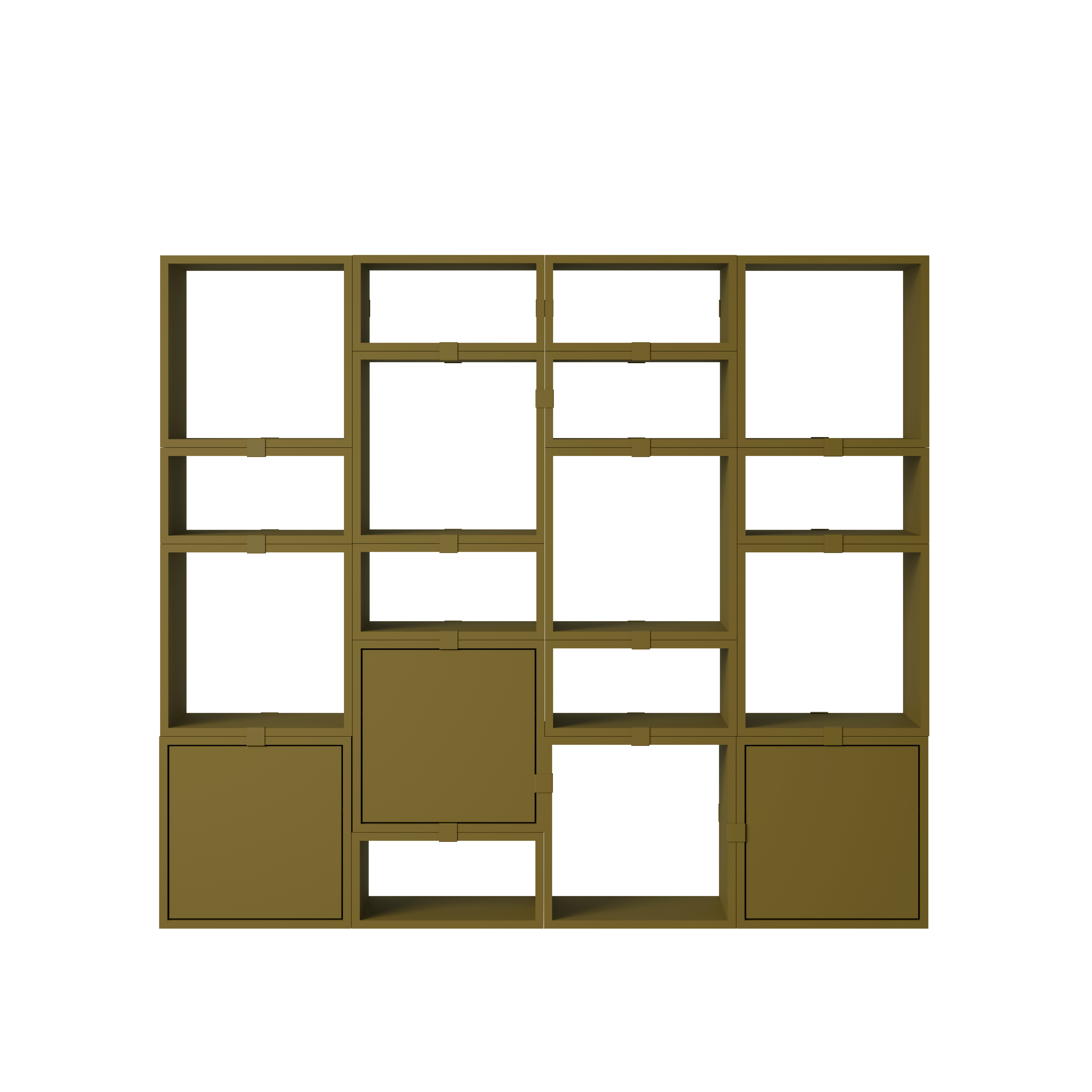 Stacked Storage Bookcase - Configuration 4,  Brown Green,  No Base