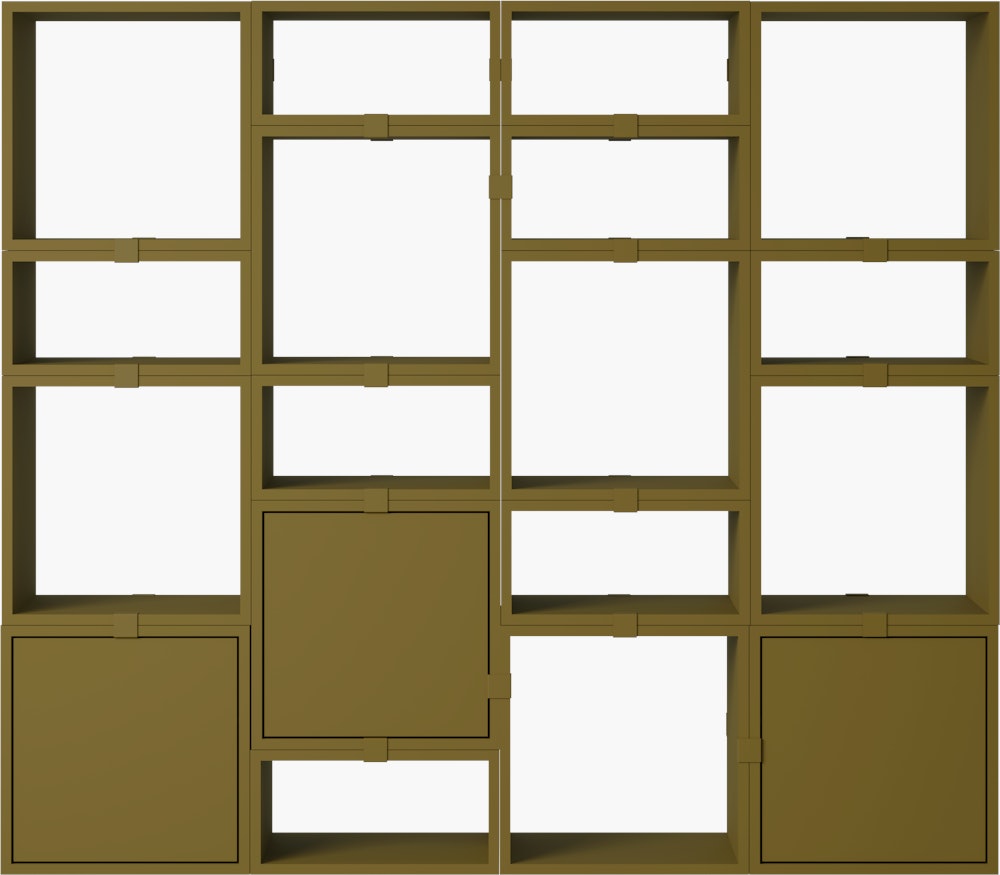 Stacked Storage Bookcase - Configuration 4,  Brown Green,  No Base