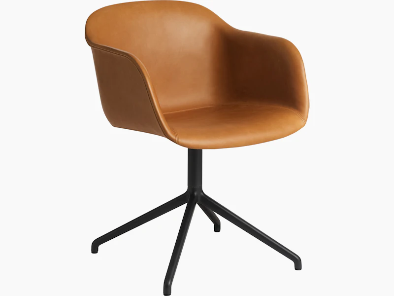 Fiber chair swivelbase cognac Refine leather