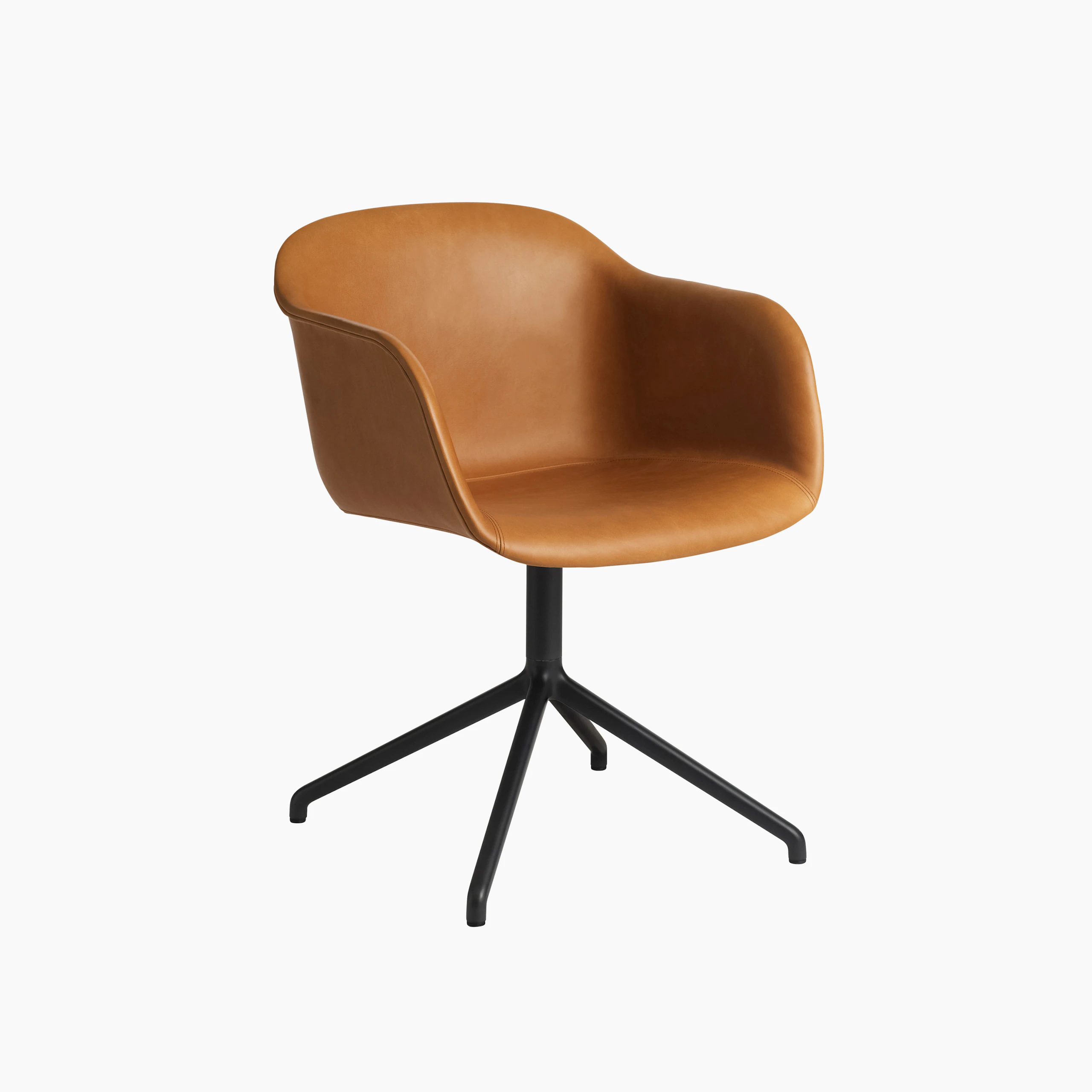 Fiber chair swivelbase cognac Refine leather