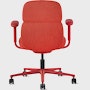 Rear view of a mid-back Asari chair by Herman Miller in deep red with height adjustable arms.