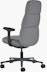 Rear angle view of a high-back Asari chair by Herman Miller in dark grey with height adjustable arms.
