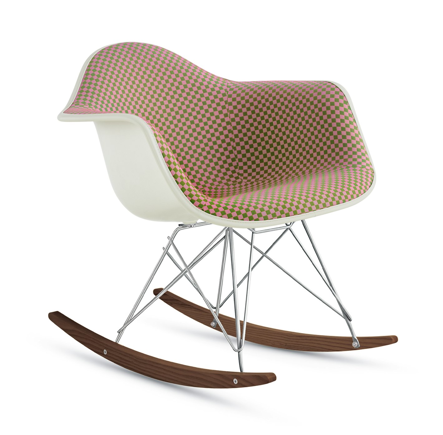 Eames Upholstered Molded Plastic Armchair,  Rocker Base