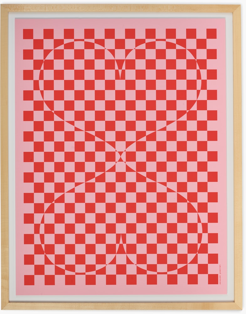 Girard Environmental Enrichment Poster, Double Heart - red and white, with hearts