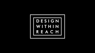 Design Within Reach-logo op een zwarte achtergrond.
