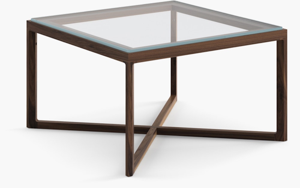 Krusin End Table - Glass, Clear, American Walnut