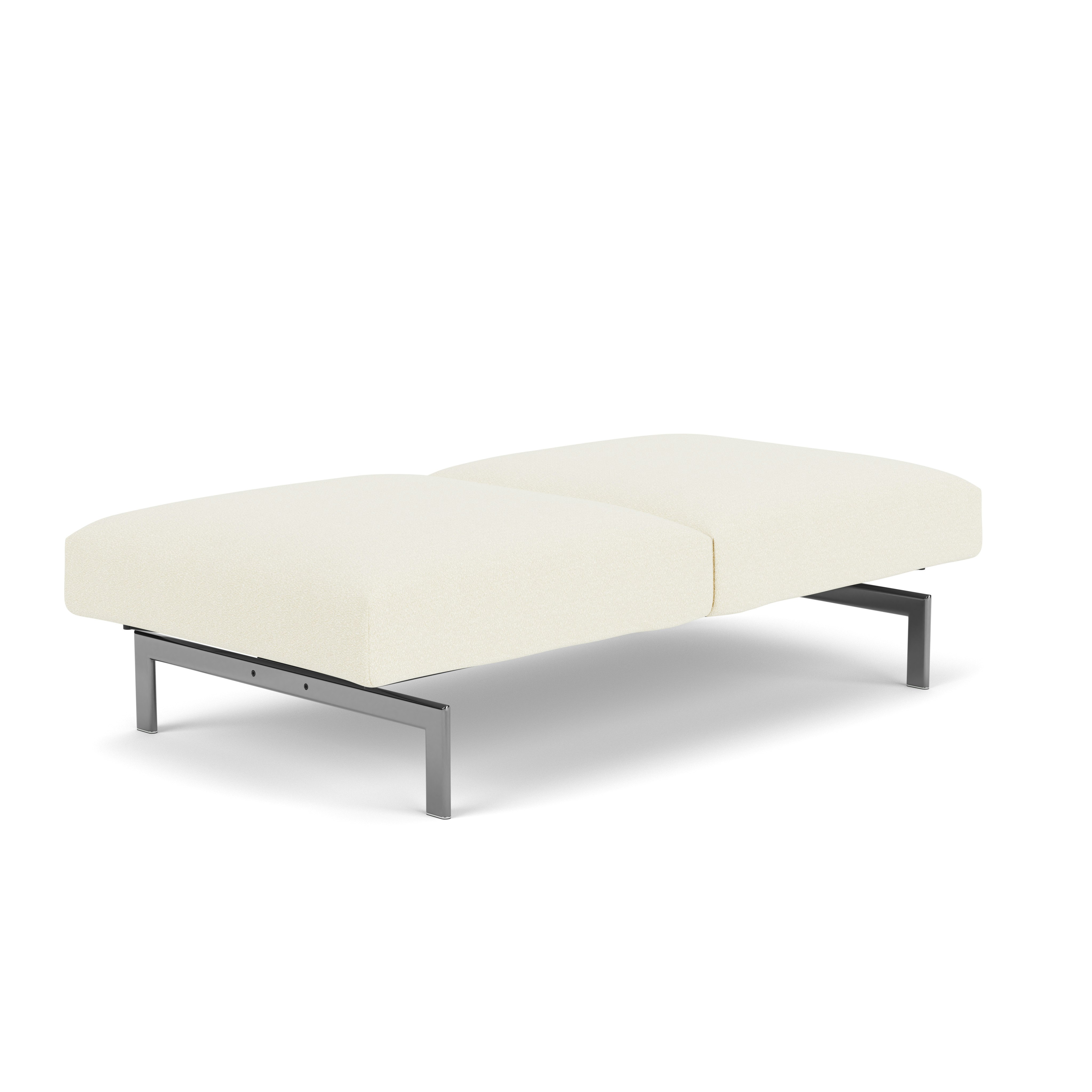 Avio BenchAvio Bench - Two Seater, Classic Boucle, Pearl, Polished Chrome