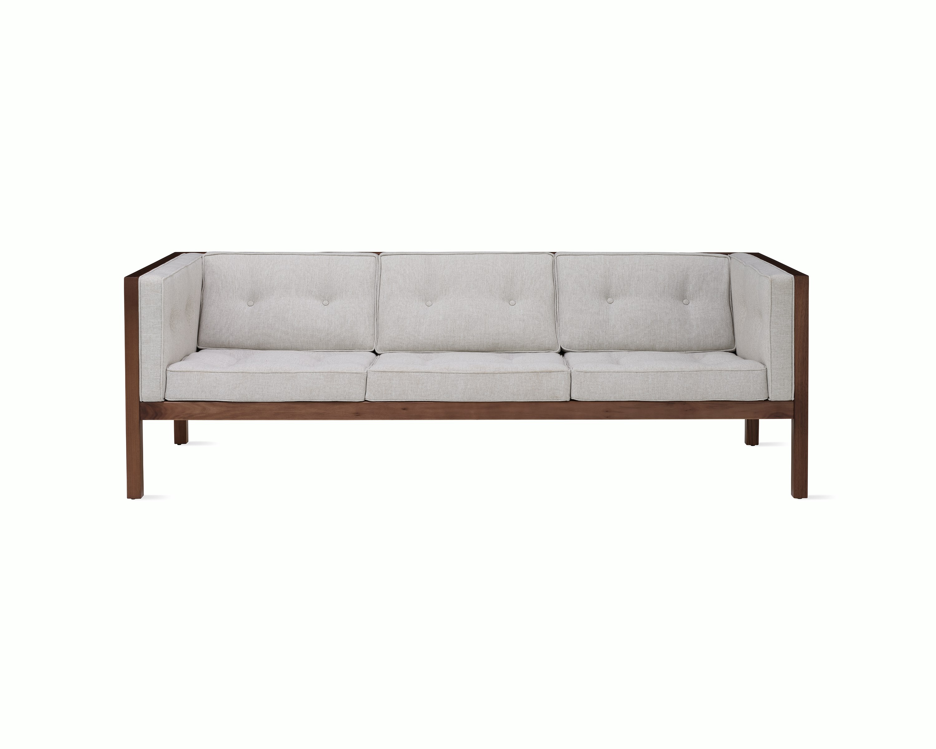 Nelson Cube Sofa in walnut and velvet