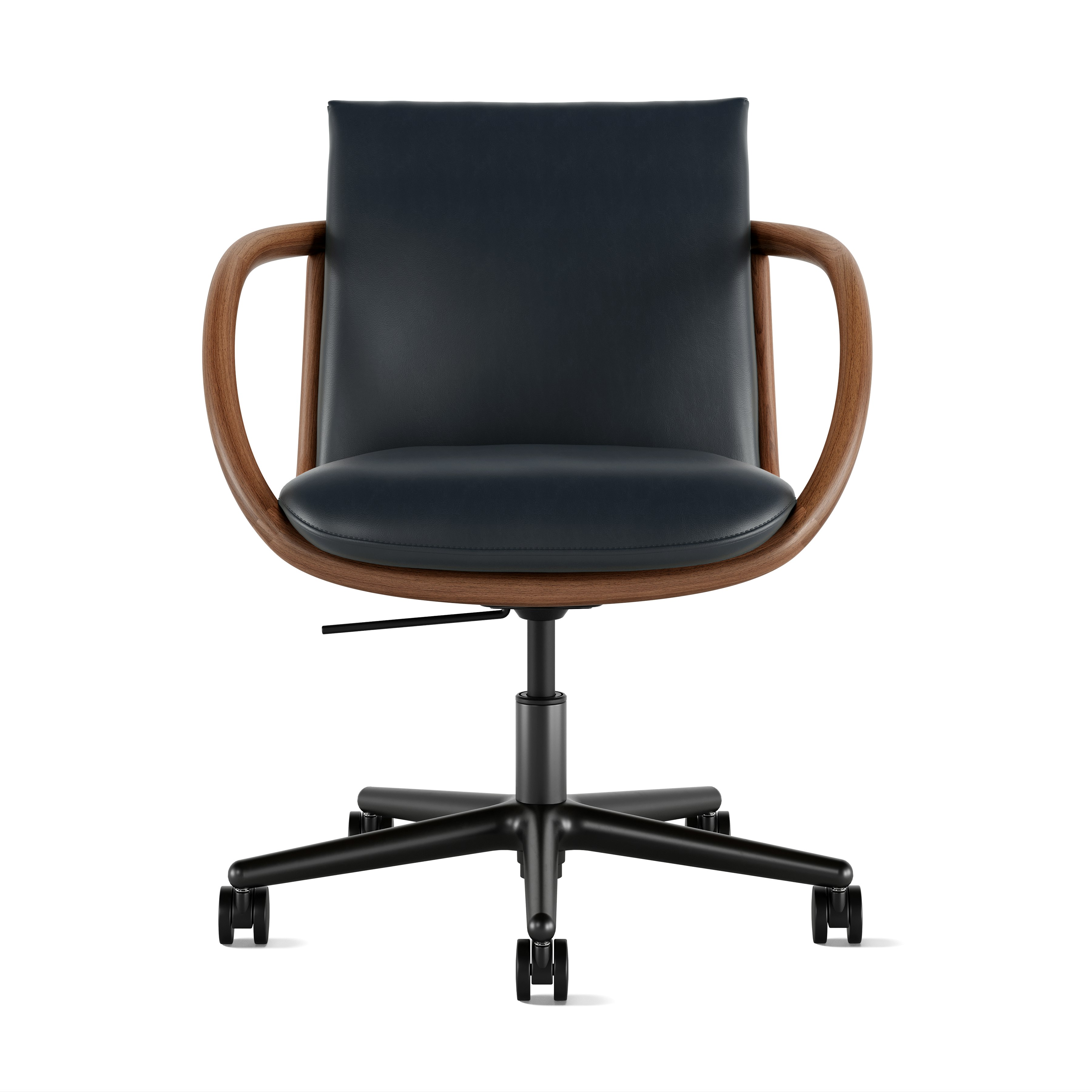 Full Loop Task Chair - Bristol Leather Atlantic,  Walnut,  Black