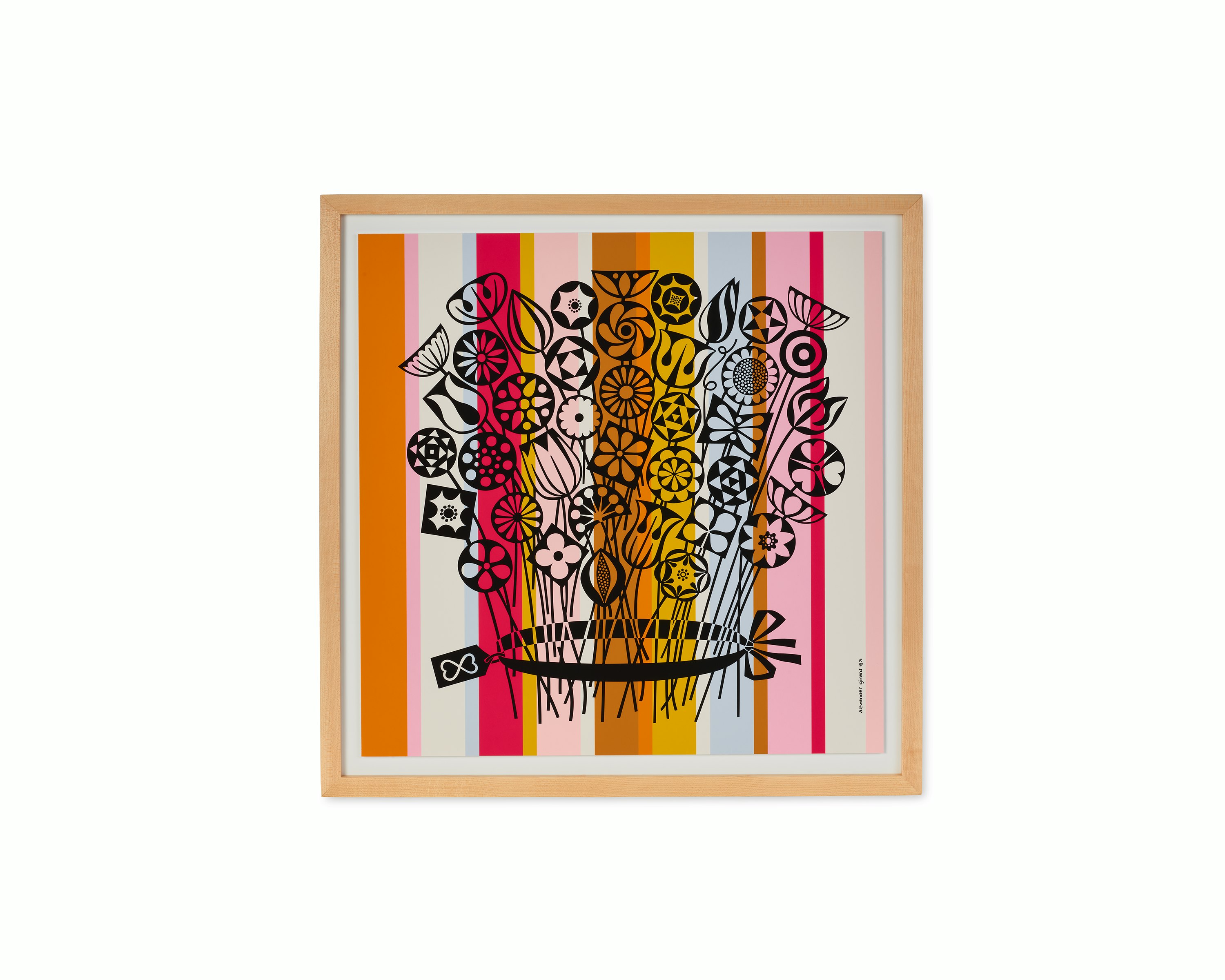 Girard Environmental Enrichment Poster, Bouquet - black and white flowers with colorful overlay