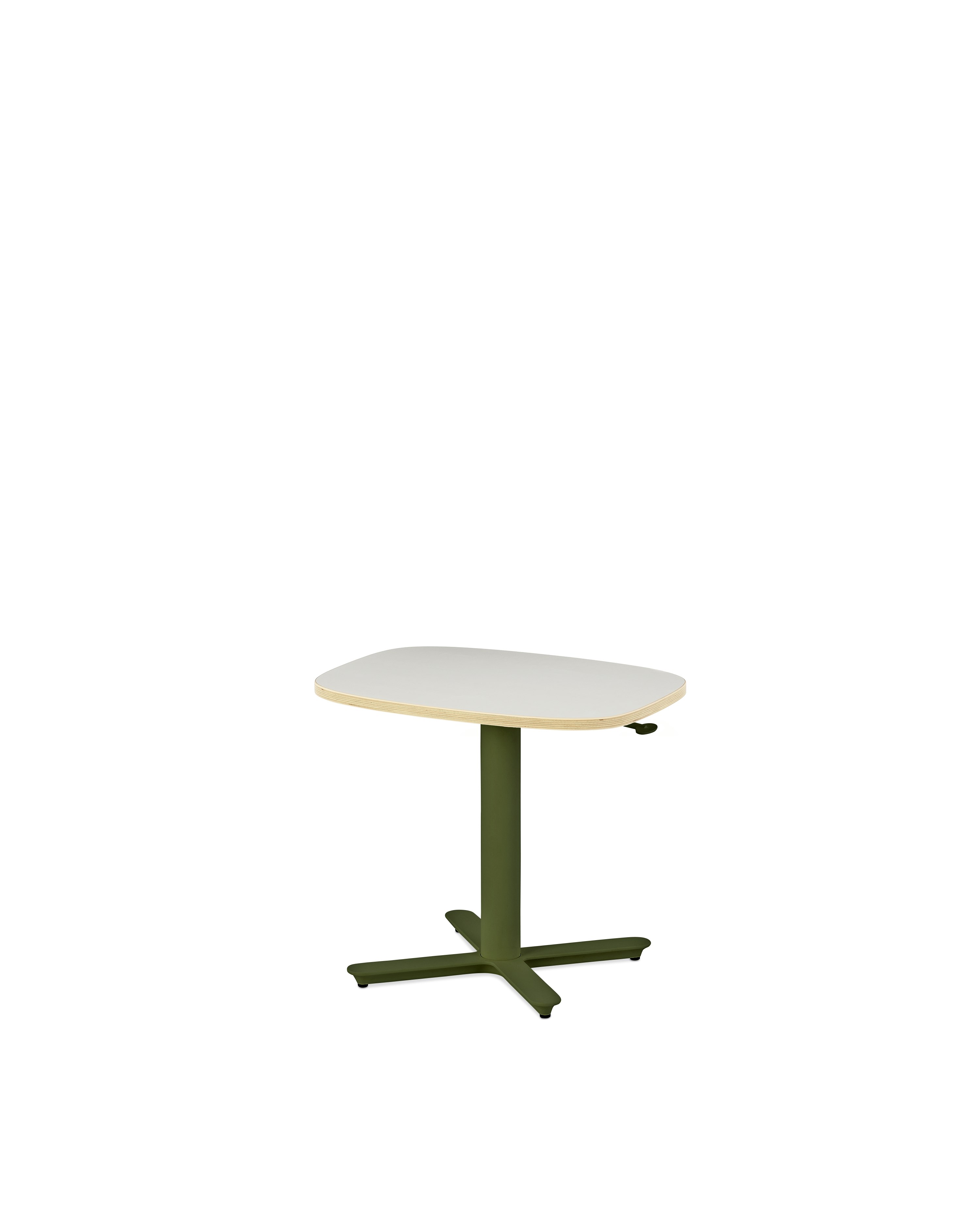 Small Passport Work table with white top, olive base and glides