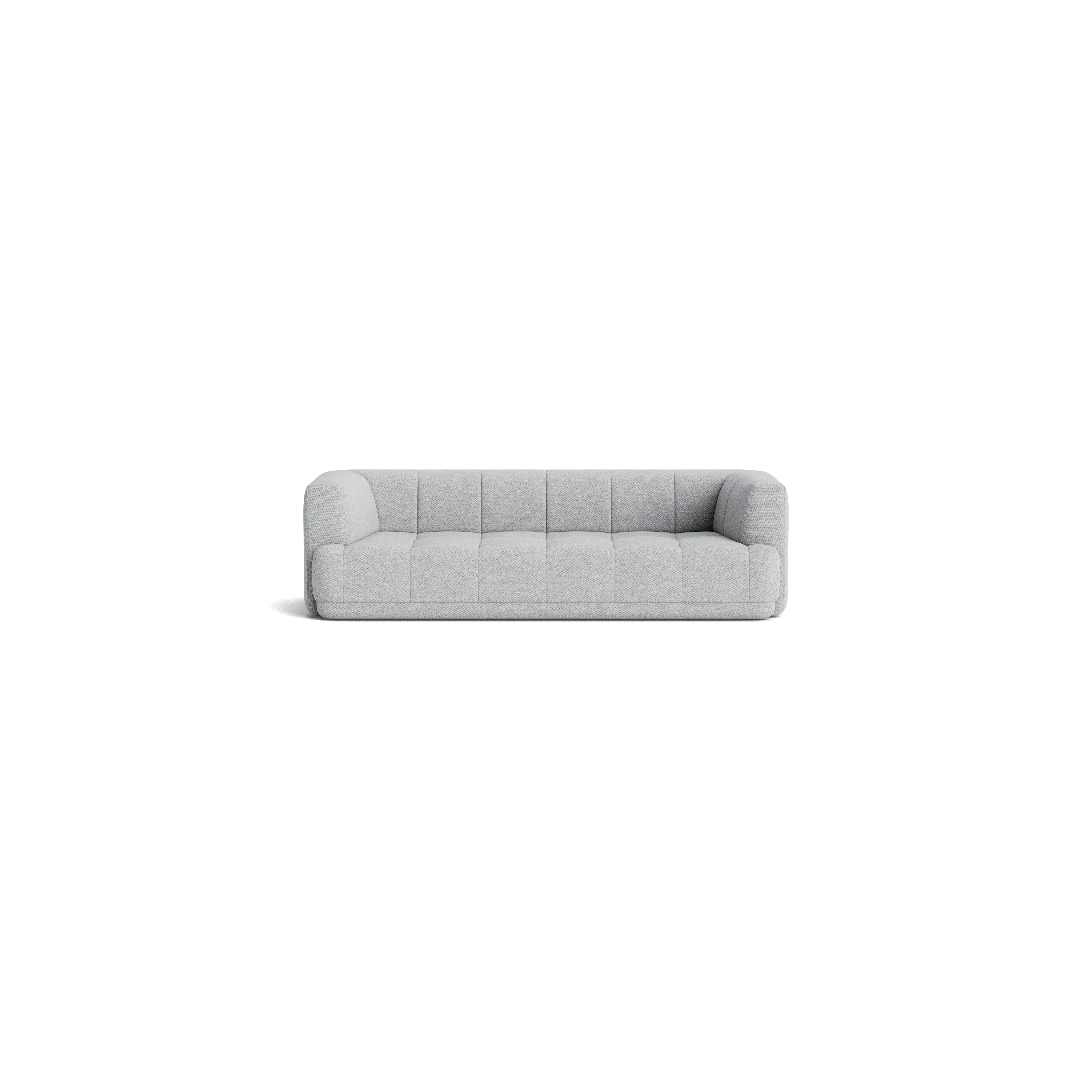 A front view of the Quilton Sofa in gray.