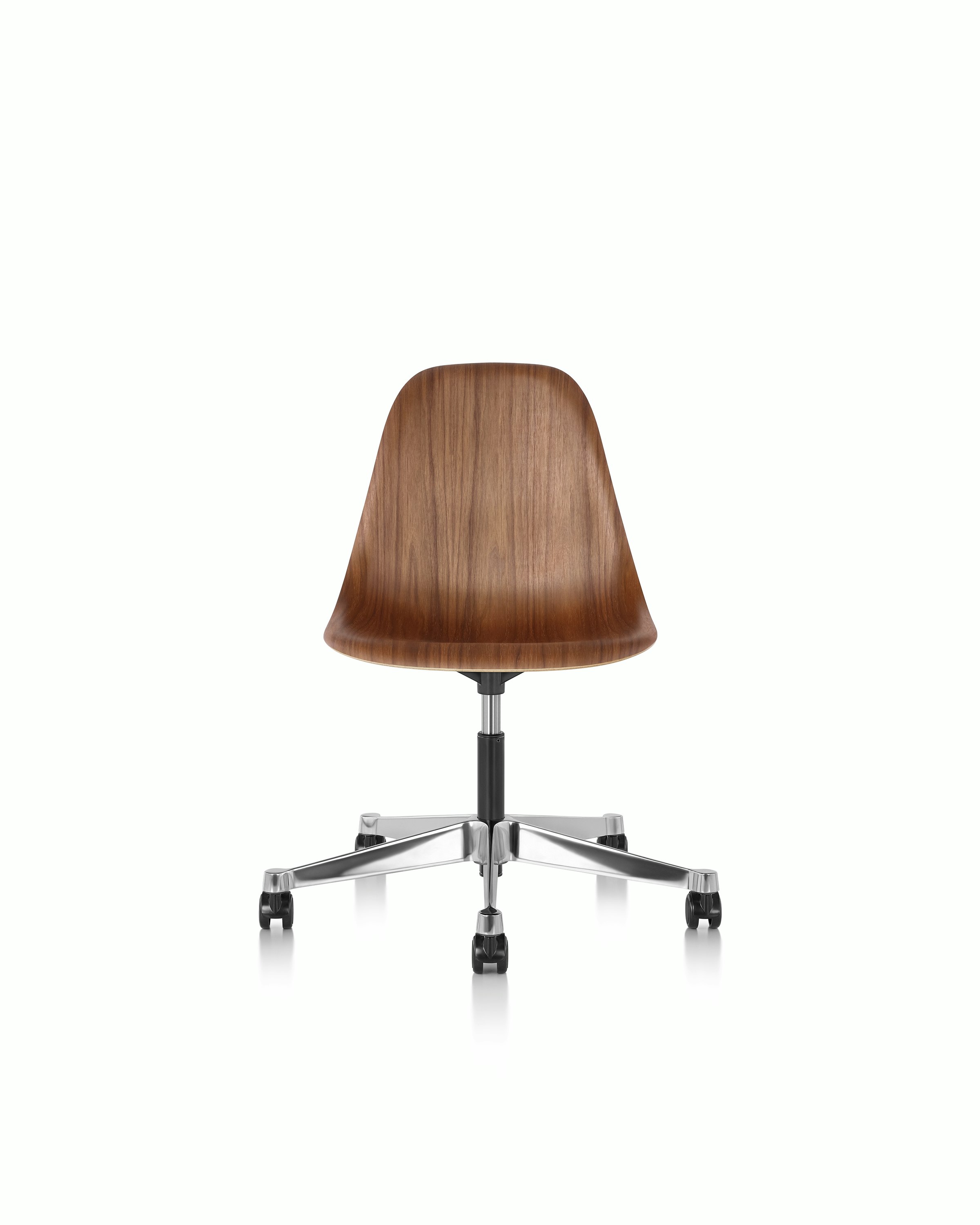 Eames Task Chair with Walnut Shell, viewed from front