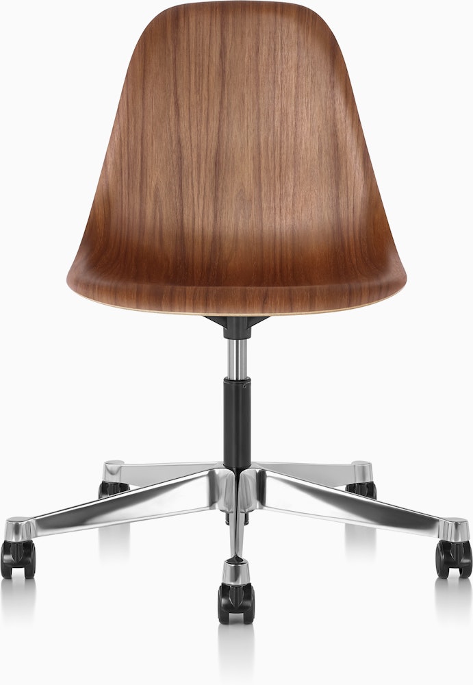 Eames Task Chair with Walnut Shell, viewed from front