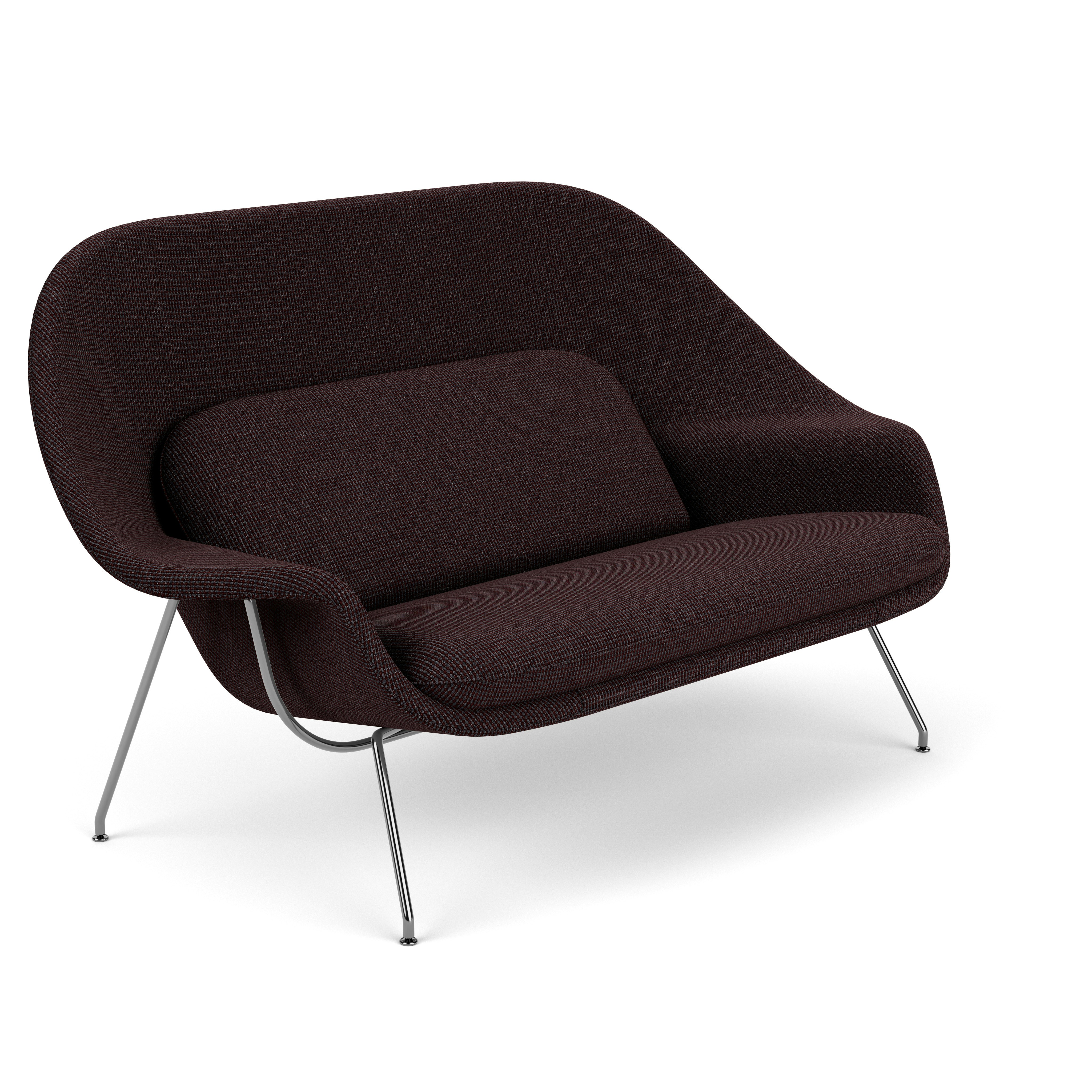 Womb Settee - Cato,  Gray,  Chrome