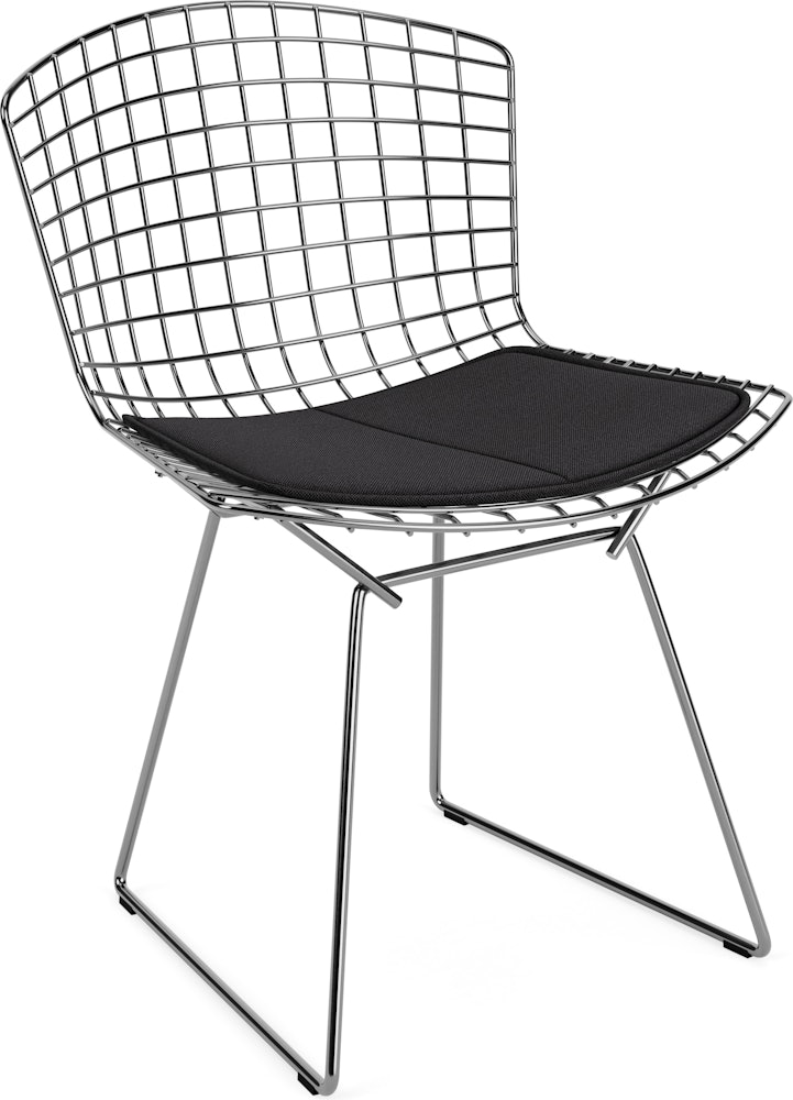 Bertoia Side Chair- Seat Pad, Polished Chrome, Hourglass, Caviar