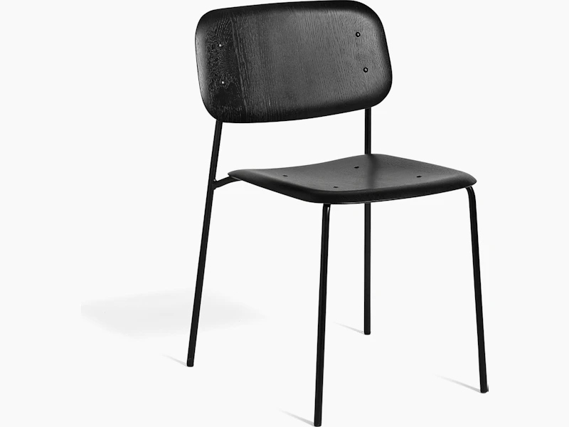 Black Soft Edge Chair, viewed from the side.