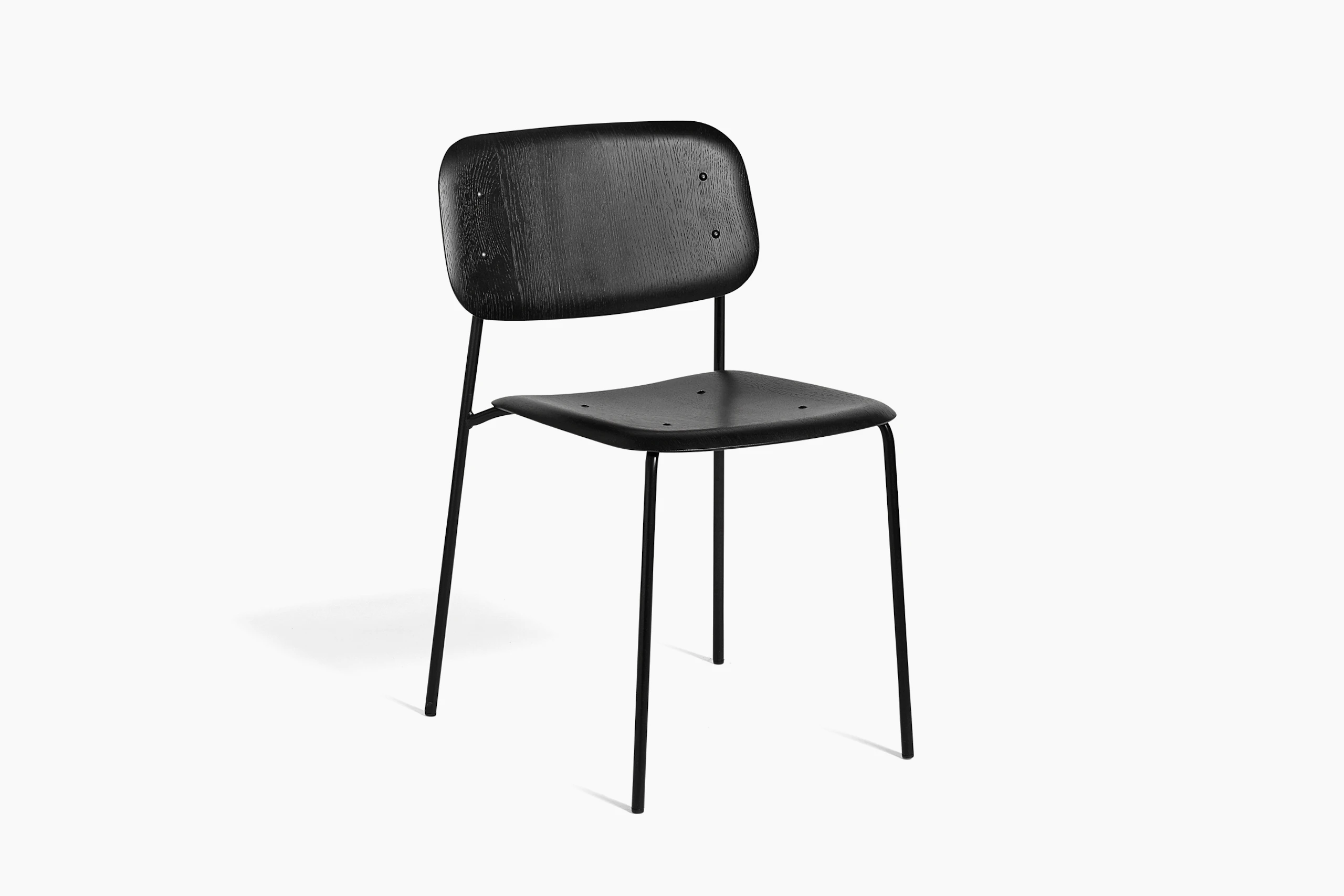 Black Soft Edge Chair, viewed from the side.