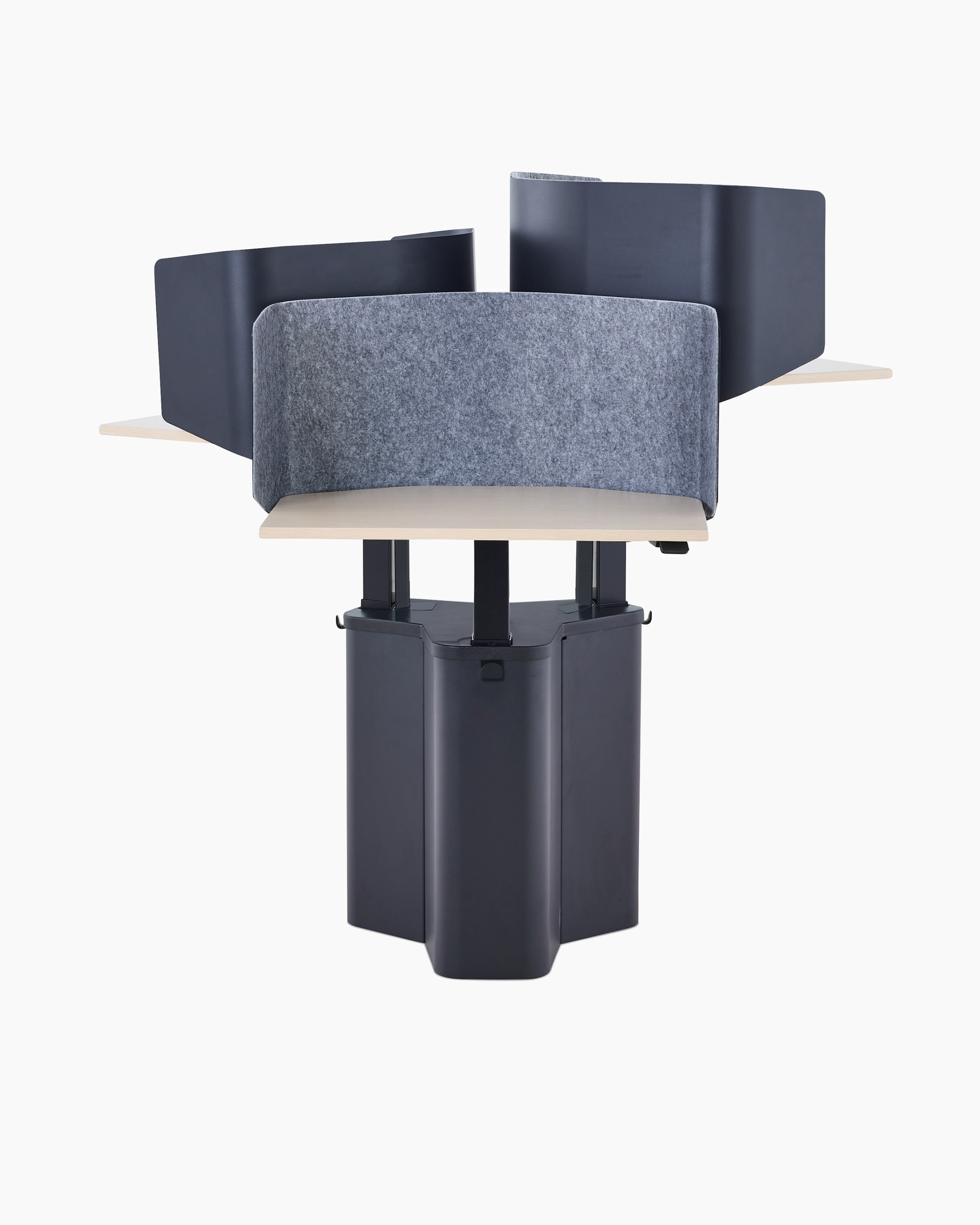 A dark blue OE1 Micro Pack with light brown surfaces in a 3-pack configuration, viewed from the front.