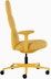 Side view of a high-back Asari chair by Herman Miller in yellow with height adjustable arms.