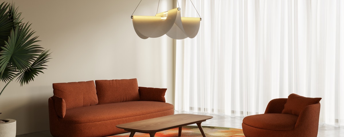 Drape Light over a couch in a living room setting
