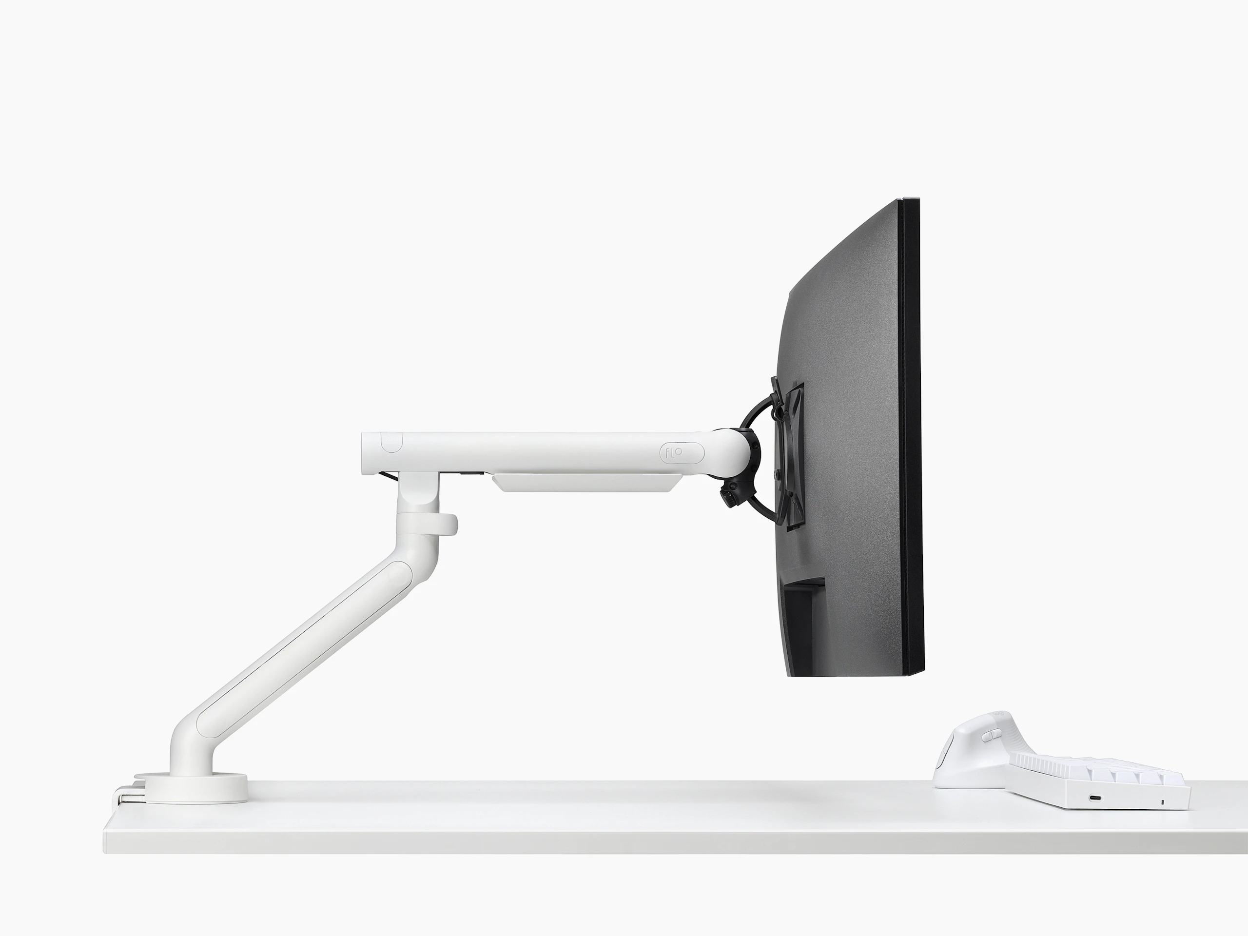 White Flo monitor arm viewed from the side.