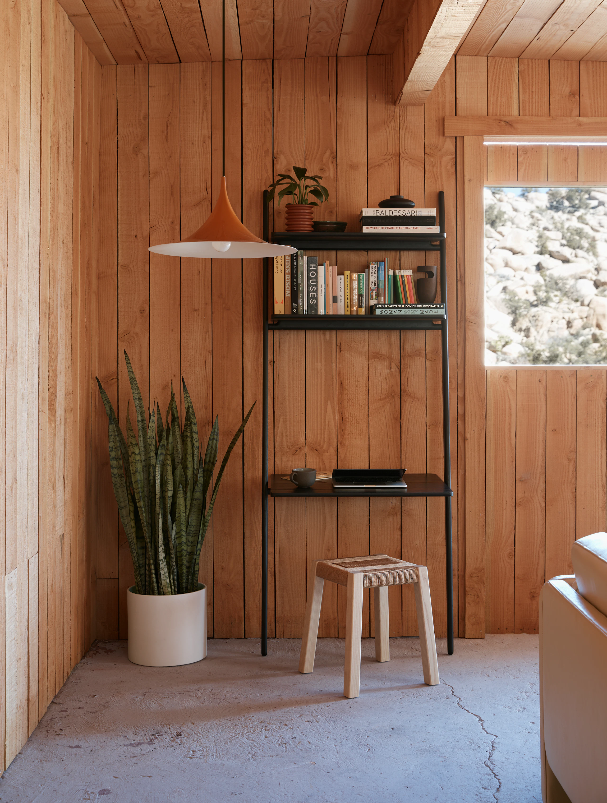 Folk Ladder Desk, Semi Pendant and Weaver's Stool
