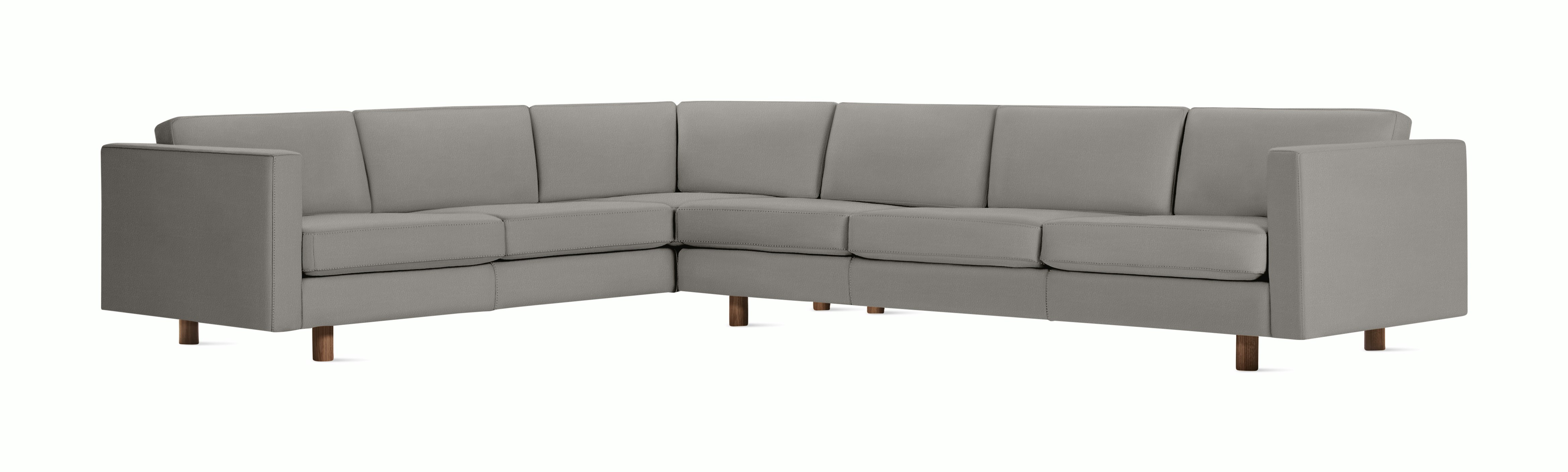 Lispenard Sectional in gray leather with 4" legs.