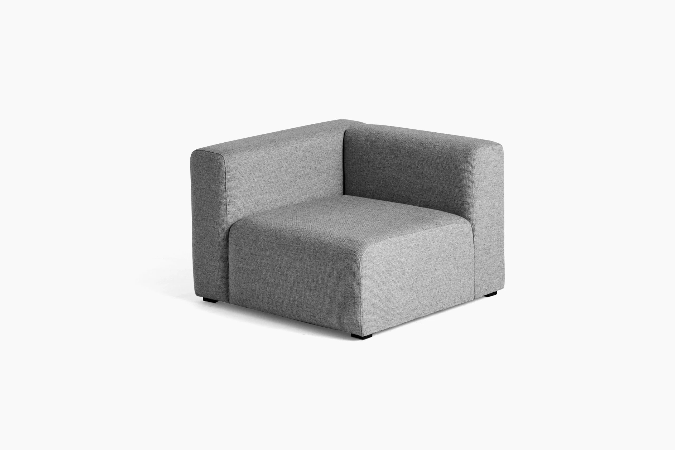 Grey Mags Sectional Sofa end module with left armrest, viewed at an angle.