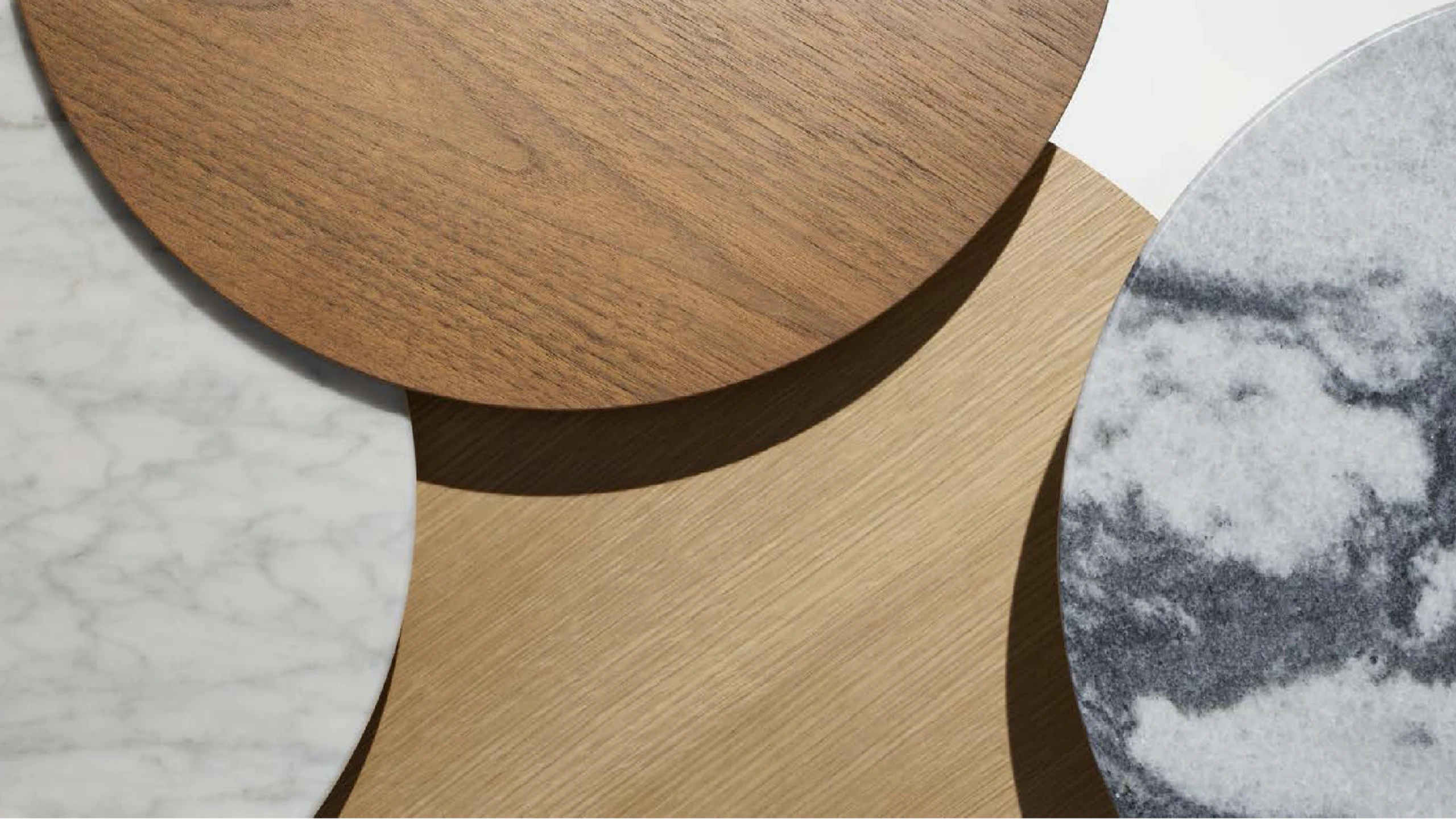 A top down view of several round tables