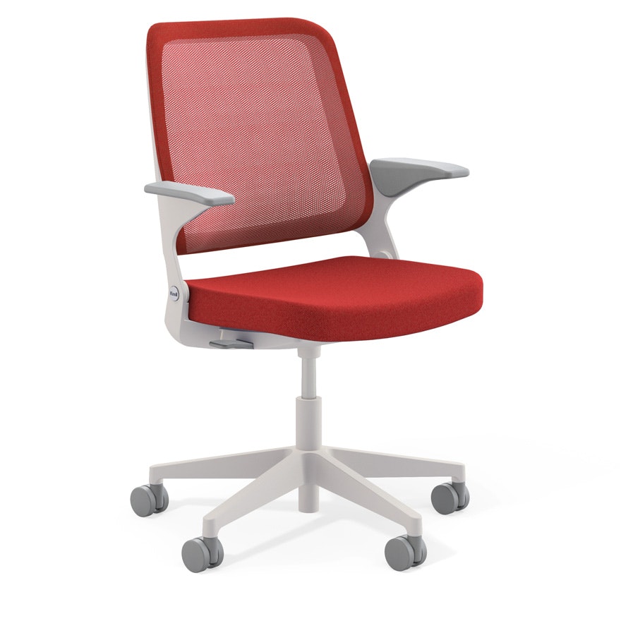 Ollo Chair - Arms, Poppy, Poppy, Light Grey, Plastic, Soft Casters