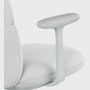 Detail view of an Asari chair by Herman Miller in light grey with fixed arms.