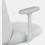 Detail view of an Asari chair by Herman Miller in light grey with fixed arms.