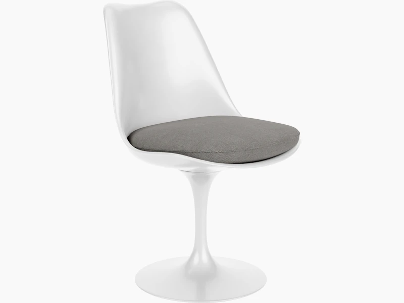 Saarinen Tulip Side Chair - Side Chair, Seat Cushion, Swivel, Crossroad, Mineral, White
