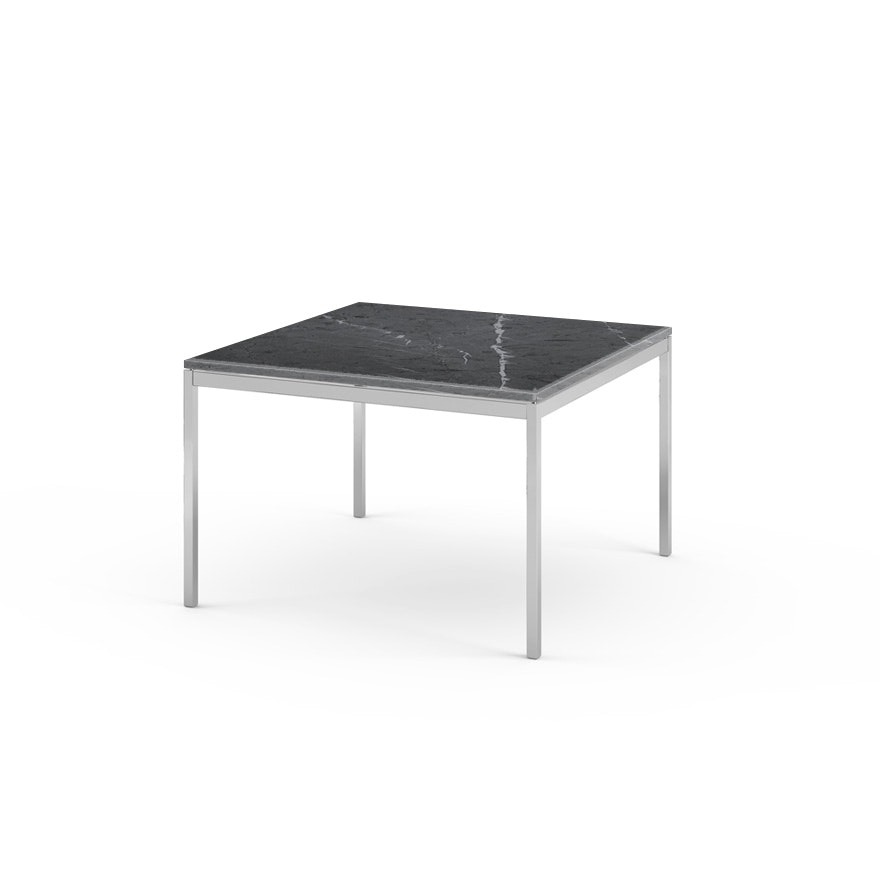Florence Knoll Square End Table  - 29.5, Satin Grigio Marquina, Polished Chrome