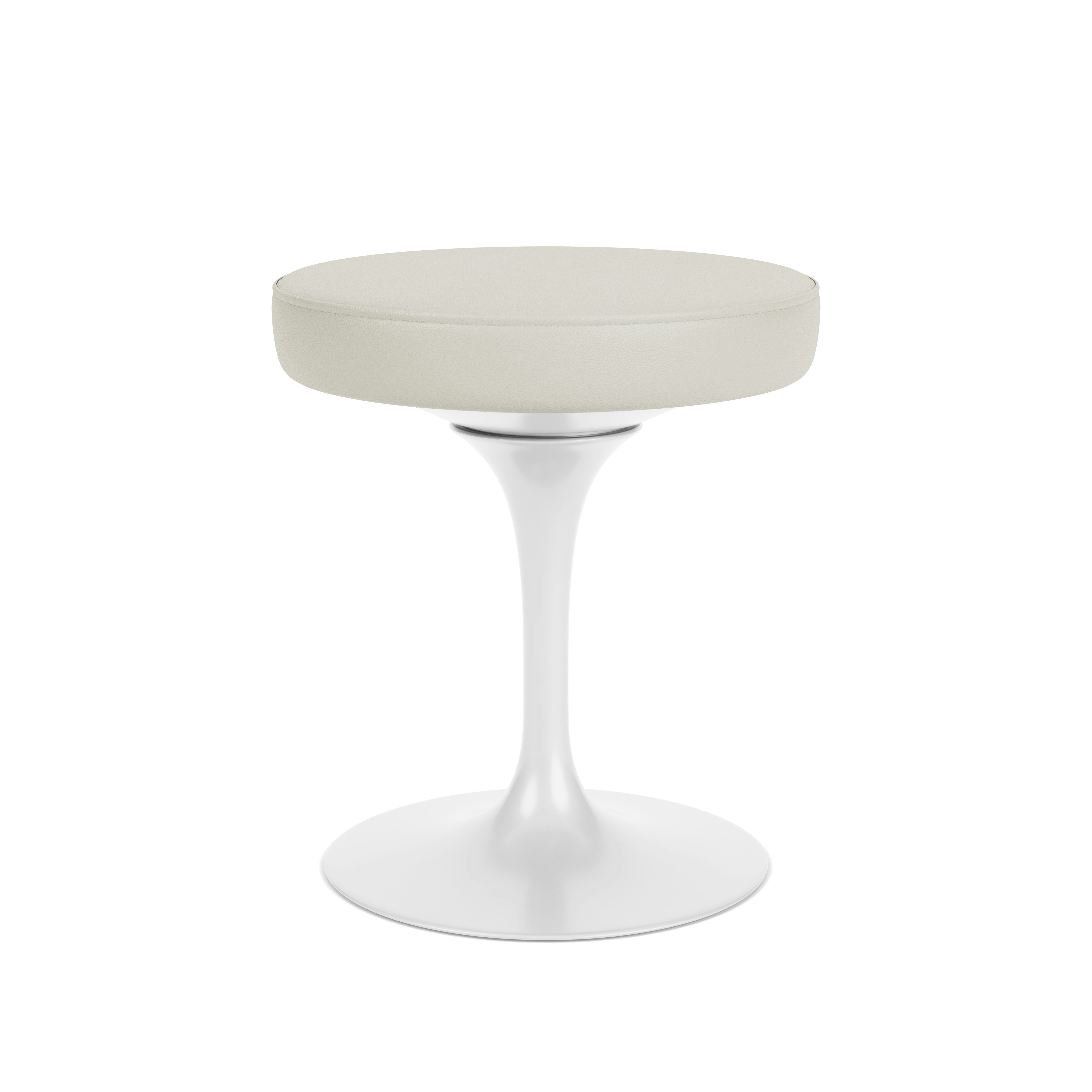 Saarinen Tulip Stool - Acqua Leather, Puget Sound, White Base